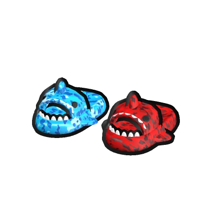 blue red camo cartoony shark slides