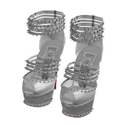 2012 Strappy Spiked Platform Heels in Silver