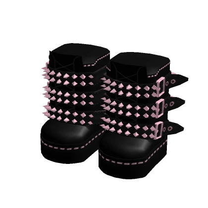 Gothic Spike Boots Pink
