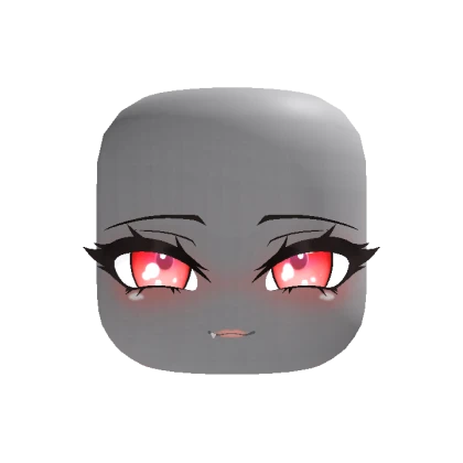 Chibi Blushing Cute Snaggle Tooth Cat Face - Red