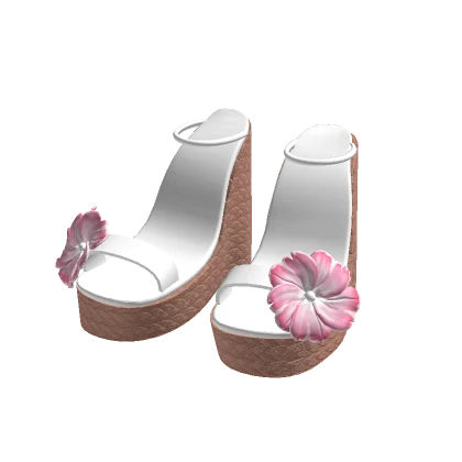Summer wedge platform heels hibiscus flowers