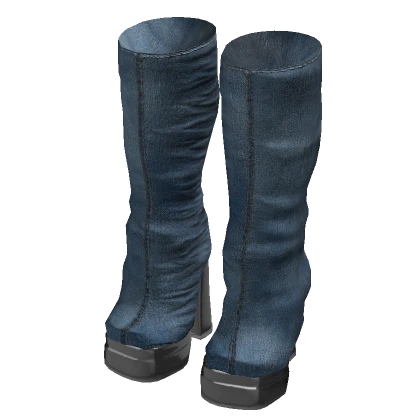 Denim knee high boots