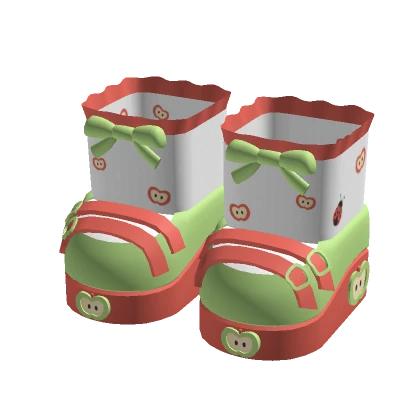 Igari Mori Kei Apple Ladybug Green Platform Shoes
