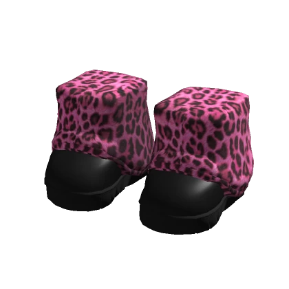 Y2K Pink Leopard Print Gyaru Boots w/ Leg Warmers