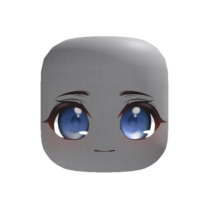 Cute Happy Anime Girl Face - Blue