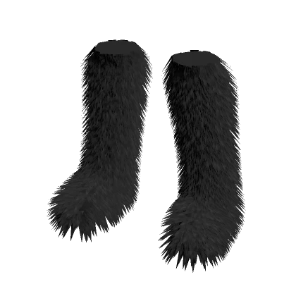 Black Y2K Knee High Gyaru Fluffy Faux Fur Boots