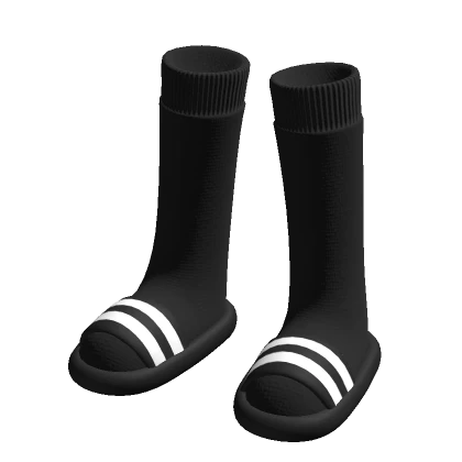 Striped Slides with Black Socks