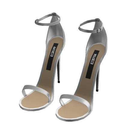 Y2K ☆ Silver Sandal Stapped Heels (Syaa ver.)