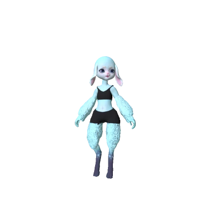 Fleurabelle, the Fluffy Goat - Cyan