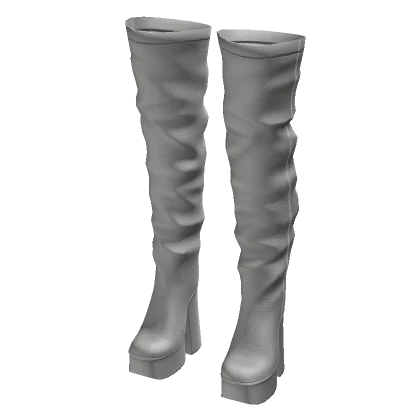 Thigh High Platform Boots - White