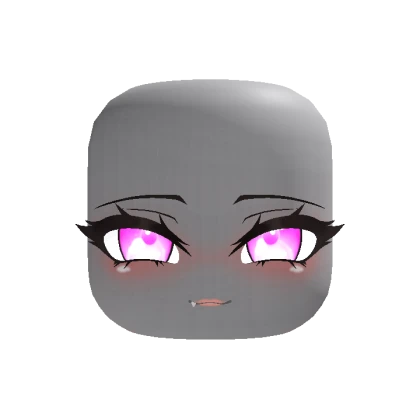 Chibi Blushing Cute Snaggle Tooth Cat Face - Pink