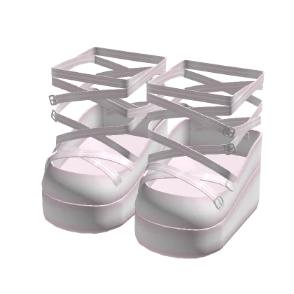 ノ♡kawaii ribbon up ballet platforms in pink