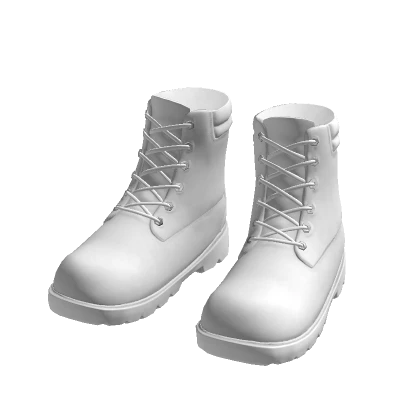 Boots White Winter Work Heel Military Leather Y2K