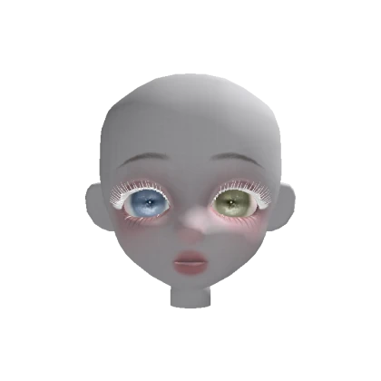 Ghost girl doll head(blue green white lashes)