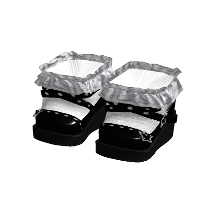Cute Kawai Black Ruffled White Socks Shoes 3.0
