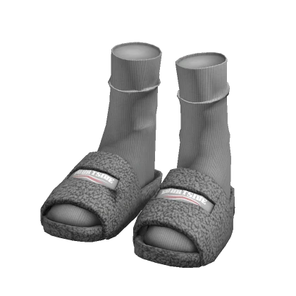 courtside - furry slides /w socks [grey]
