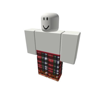 Plaid Pajama Pants with Reindeer Slippers