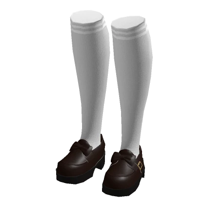 School Girl Platform Loafer Shoes w/ Long Socks