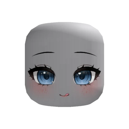 Blue Kawaii Yum Chibi Face (Recolorable)