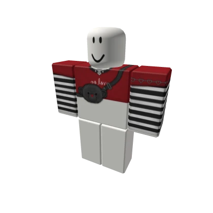 ପ emo red bear crop top ♡