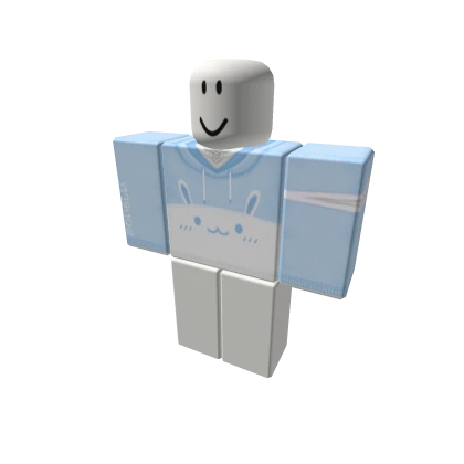 ପ kawaii pastel blue bunny hoodie + choker ♡