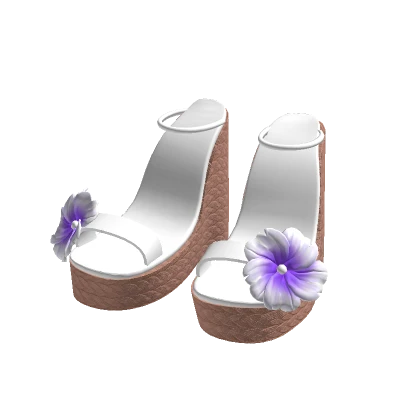 Summer wedge platform heels hibiscus flowers