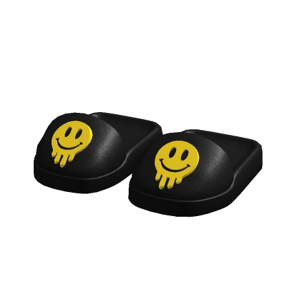 Drip Smile Slippers Black Yellow