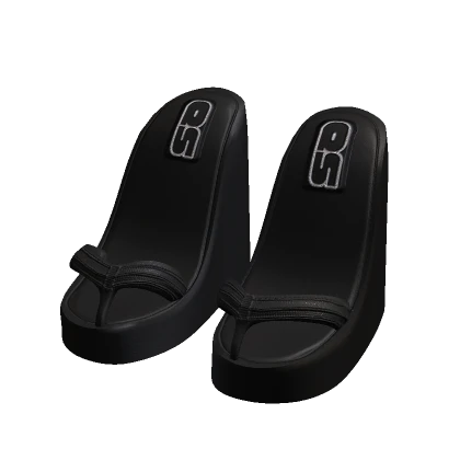 y2k Wedge heel flip flops black