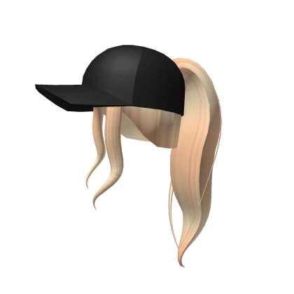 Blonde High Pony w/ Black Baseball Cap