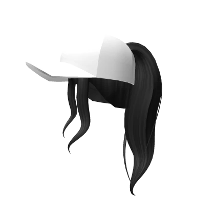 Black High Pony w/ White Baseball Cap