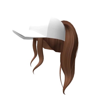 Brown High Pony w/ White Baseball Cap