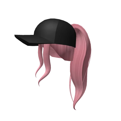 Pink High Pony w/ Black Baseball Cap