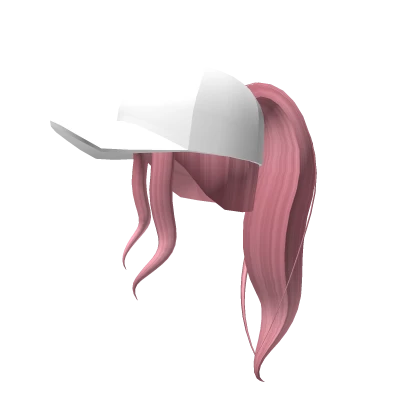 Pink High Pony w/ White Baseball Cap