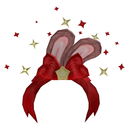 Sparkle Star Bunny Headband Red and Gold