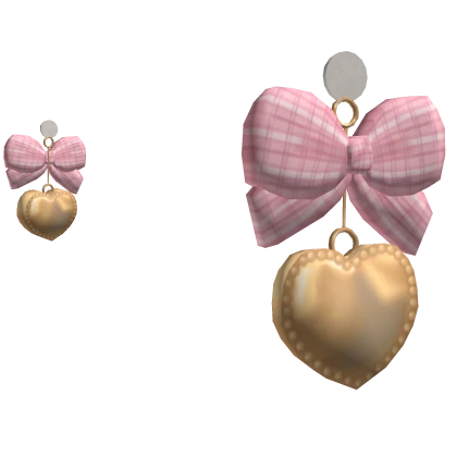 Lovely Golden Earrings with Pink Bow