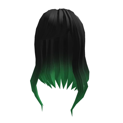 Toxic Green Ombre Long Hair & Side Bangs