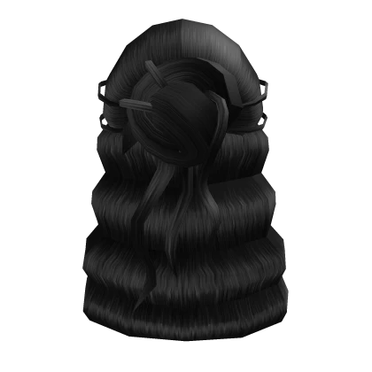 Black wavy hair and bun