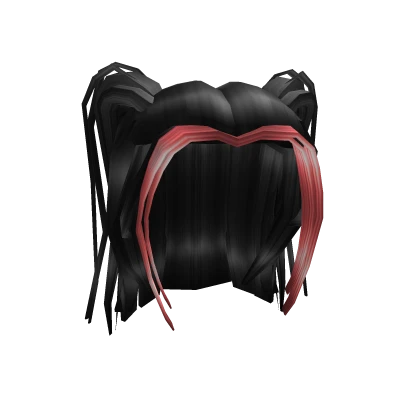 Black Half-Up Pigtails w Red Strands