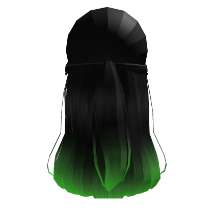 Half up hair in black to green