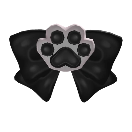 White n Black Cat Paw Bow