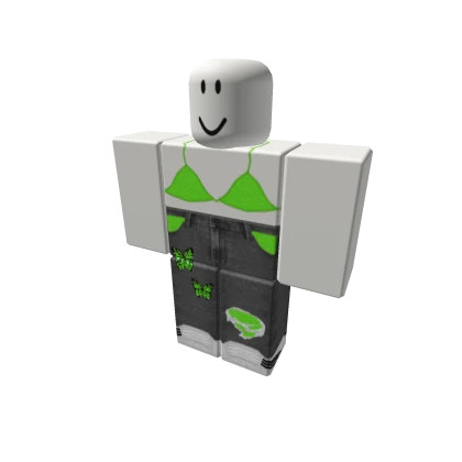 green butterfly denim jean set