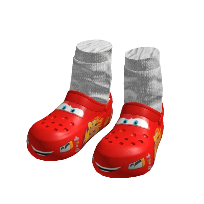 Red Lightning Car Clogs w/ Socks (Strap Down)