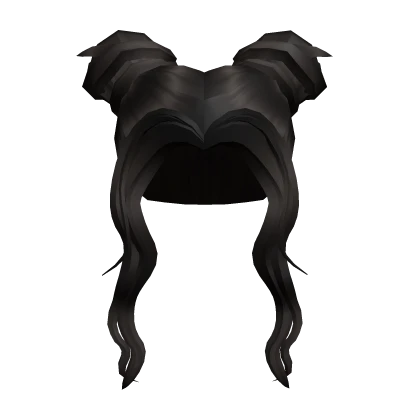 Black Wavy Space Buns