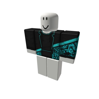 Black And Cyan Pattern Hoodie + Blazer Top