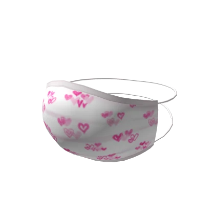 White & Pink Hearts Face Mask