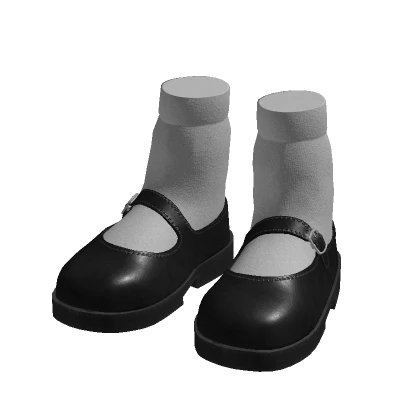 Leather Mary Janes with Socks in Black