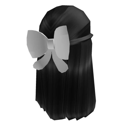 Long Black Hair w A Bow 