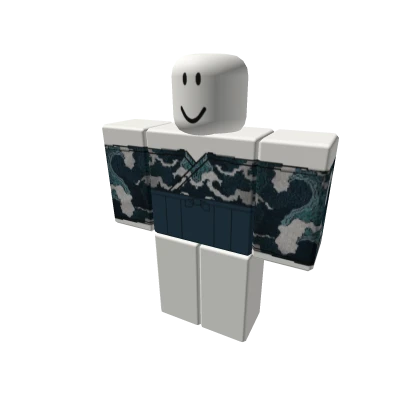 Off Shoulder Kimono Wave w/ Blue Hakama +