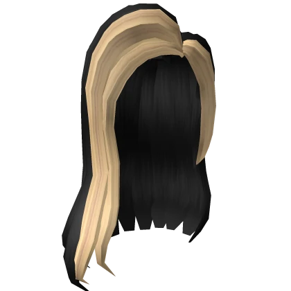 Trendy black side part with blonde strands