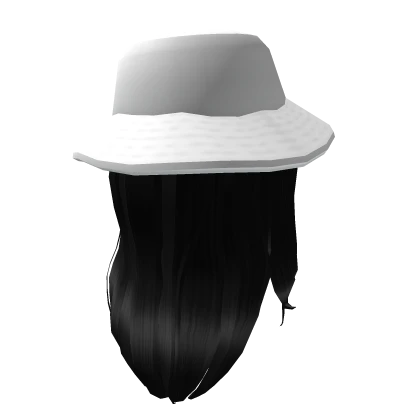 White Trendy Hat / Black Hair